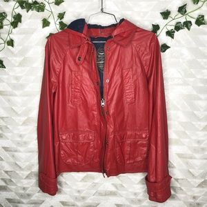 Topshop outerwear red hooded rain mac jacket